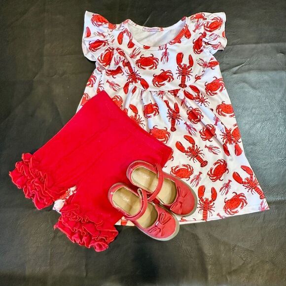 Brylin Marie Top, Ruffle Shorts Outfit 4/5T NWOT & Mary Jane Shoes SZ 9 - Picture 5 of 5